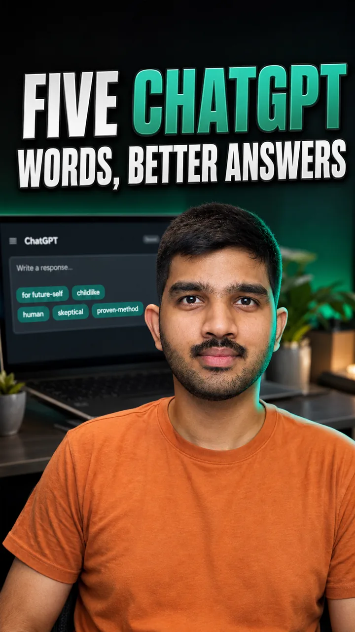 Cover of a Reel about five words that get better ChatGPT answers