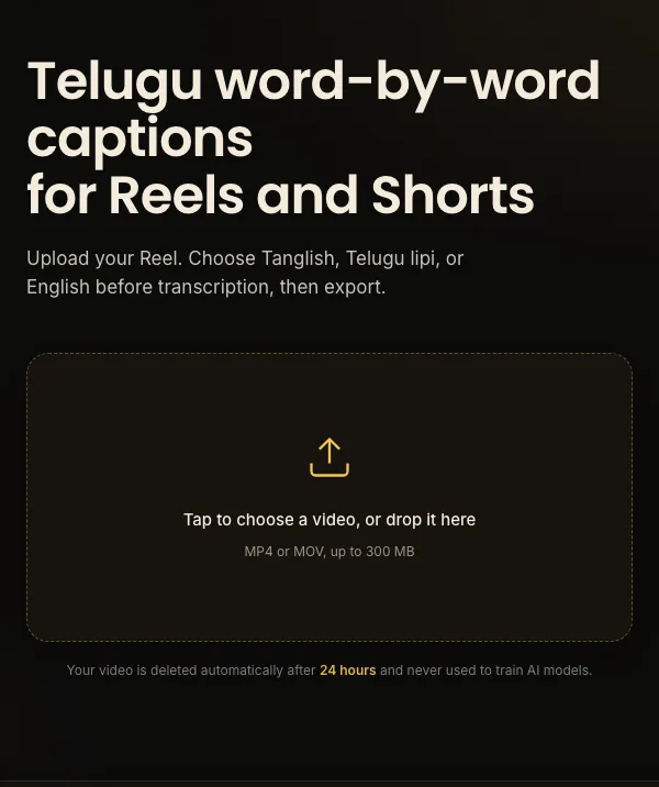 Upload screen in Replix Captions